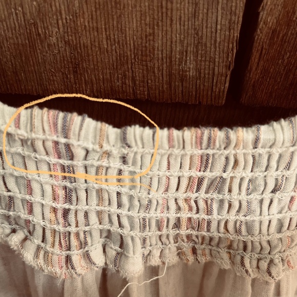 Chloe Laetitia Paris L Peasant Striped Gauze Romper Lace  Crochet Off Shoulder - Picture 9 of 16